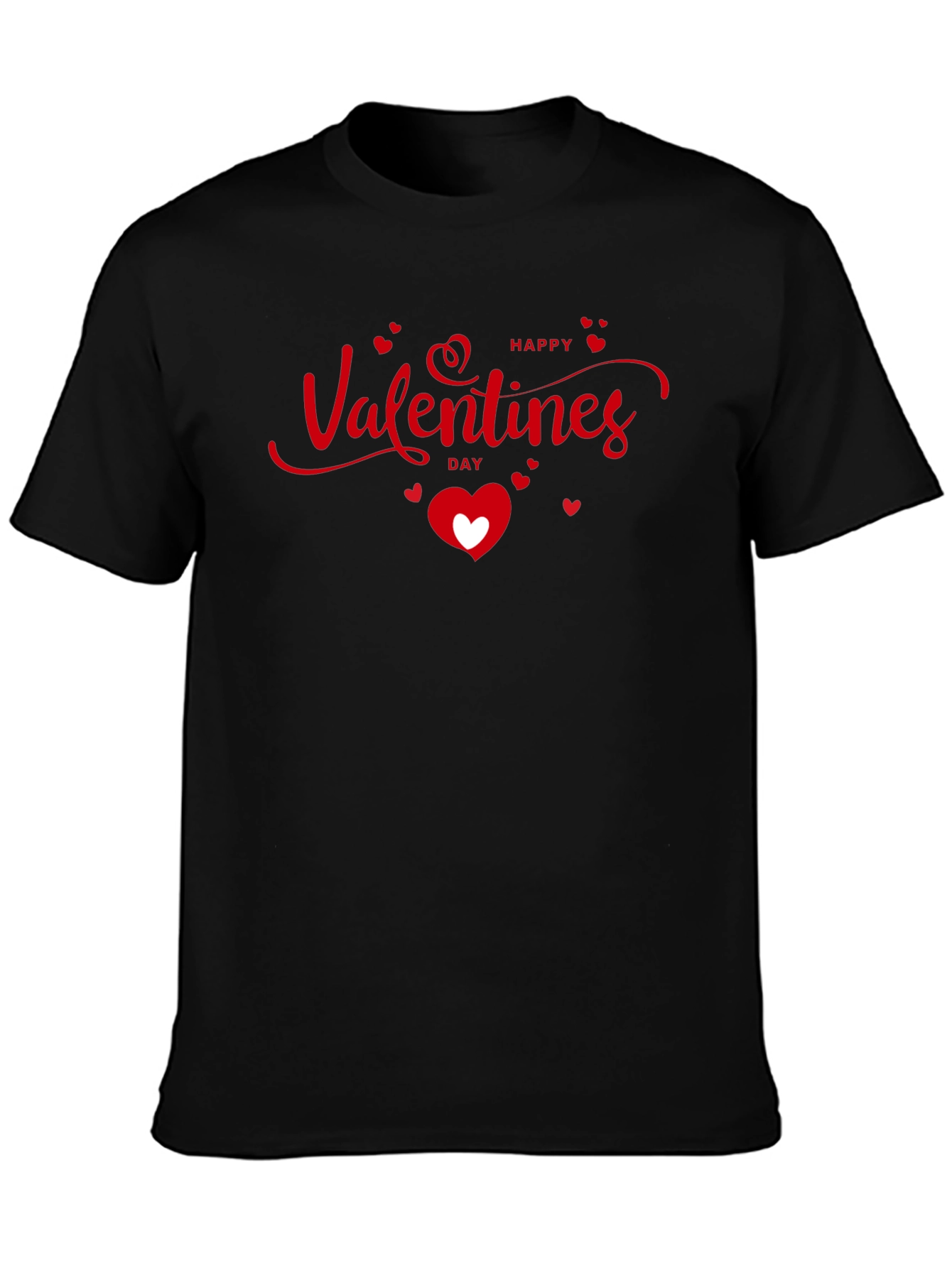 Happy Valentines Day Graphic Tee - Black Cotton
