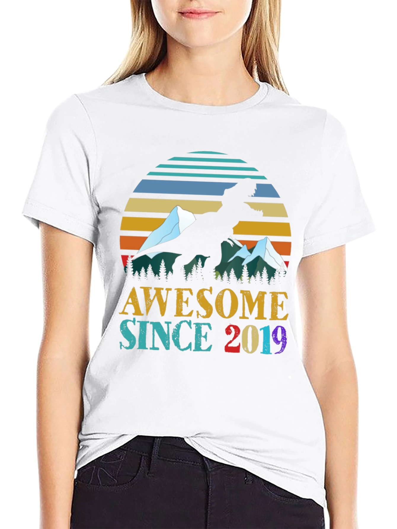 Awesome Since 2019 Dinosaur Graphic Tee