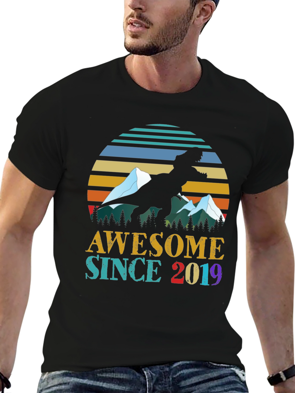 Awesome Since 2019 Dinosaur Graphic Tee
