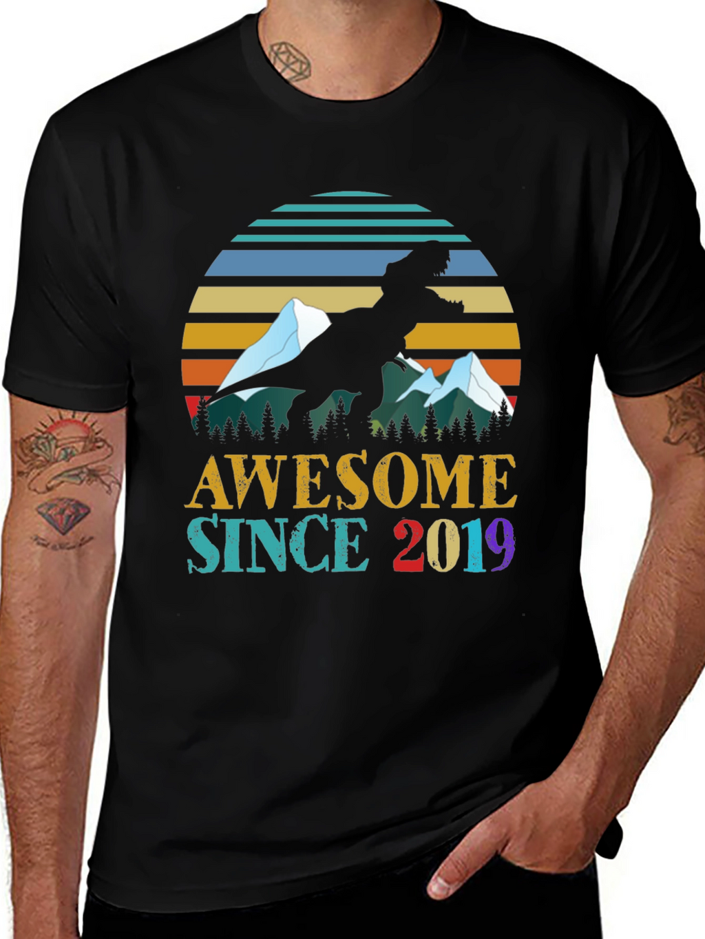 Awesome Since 2019 Dinosaur Graphic Tee