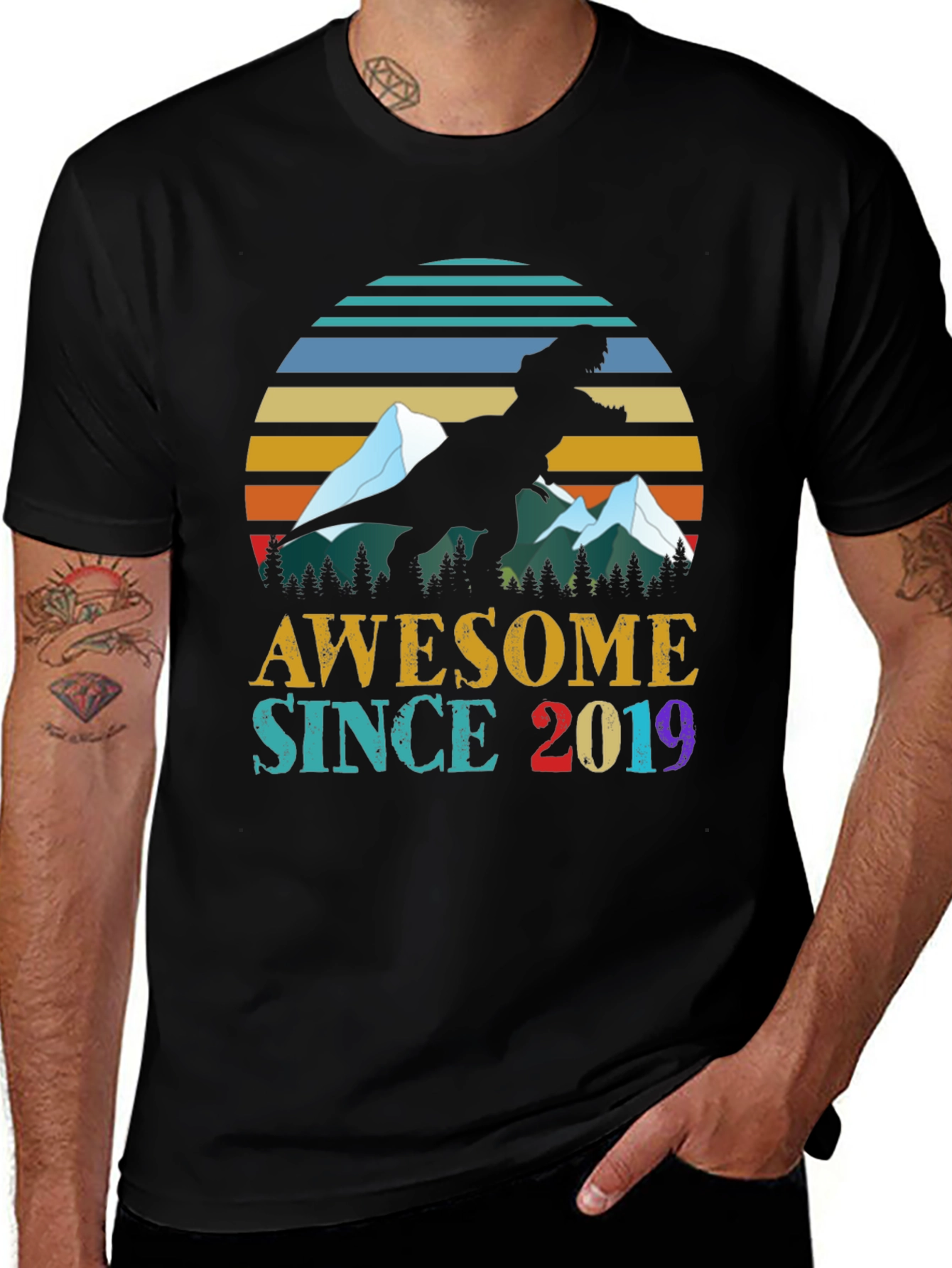Awesome Since 2019 Dinosaur Graphic Tee