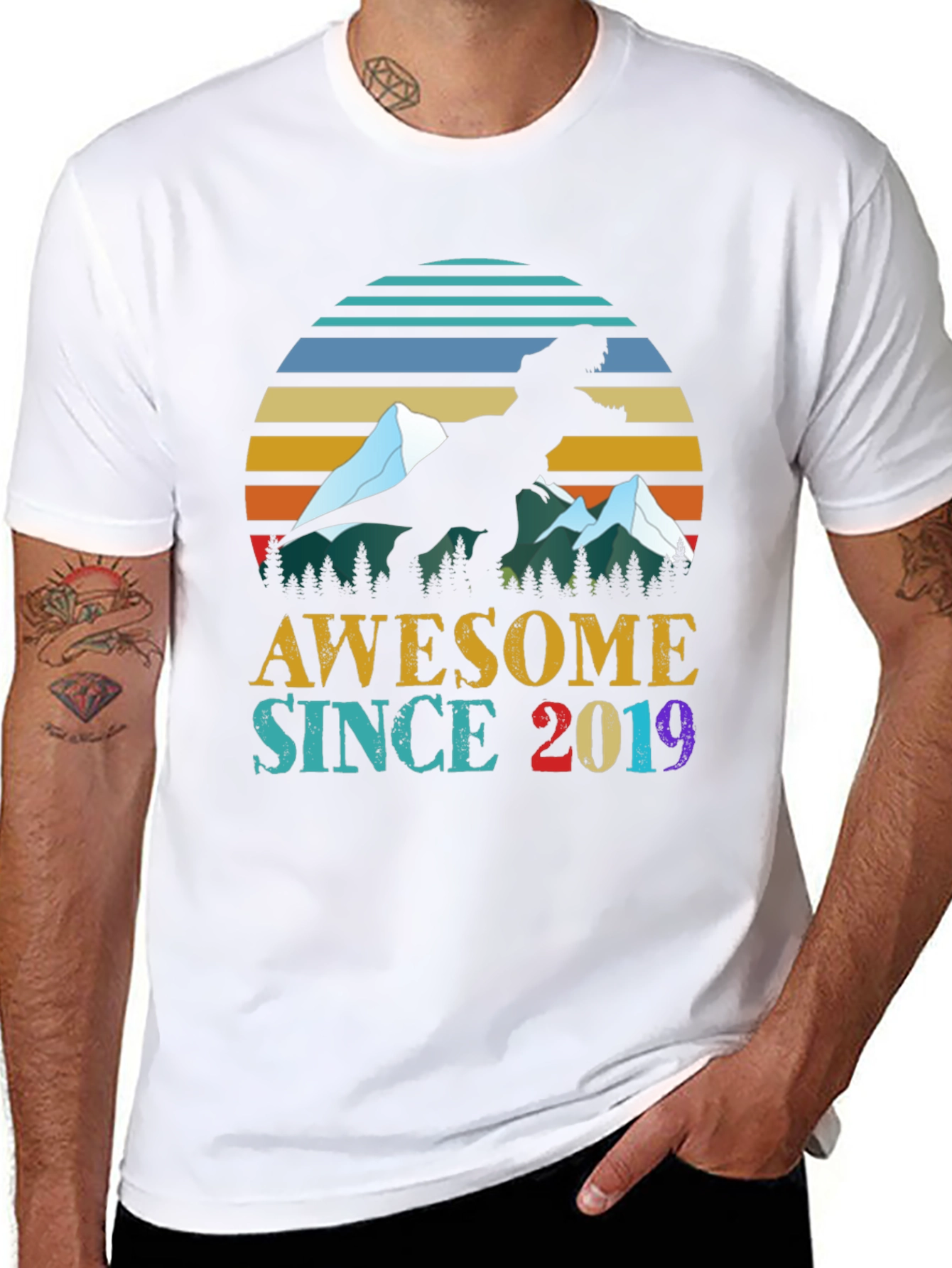 Awesome Since 2019 Dinosaur Graphic Tee