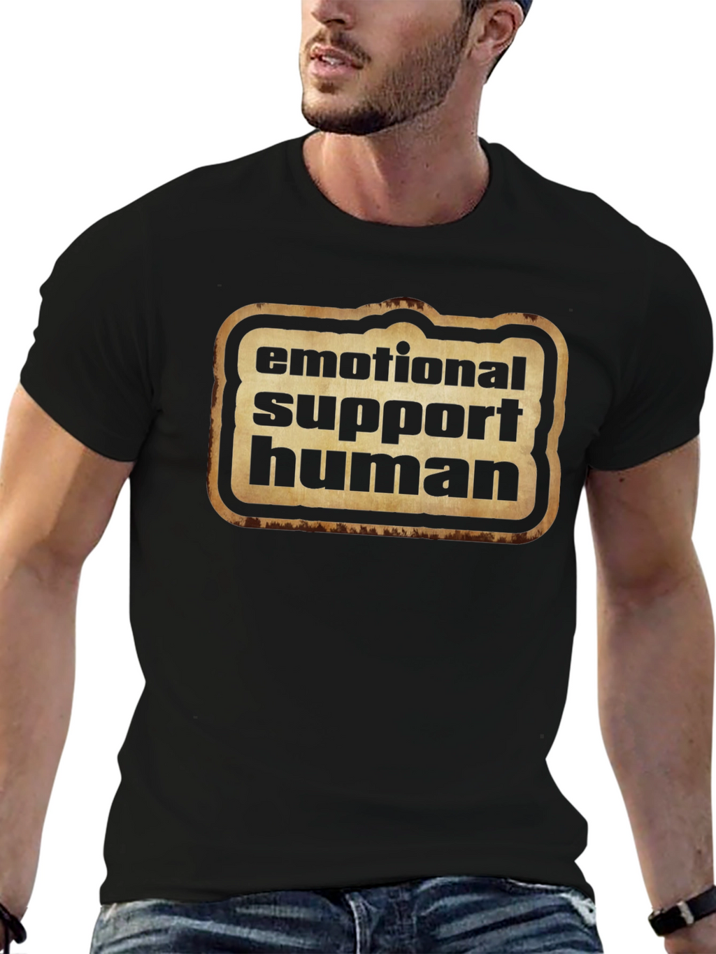 Emotional Support Human Graphic Tee - Black