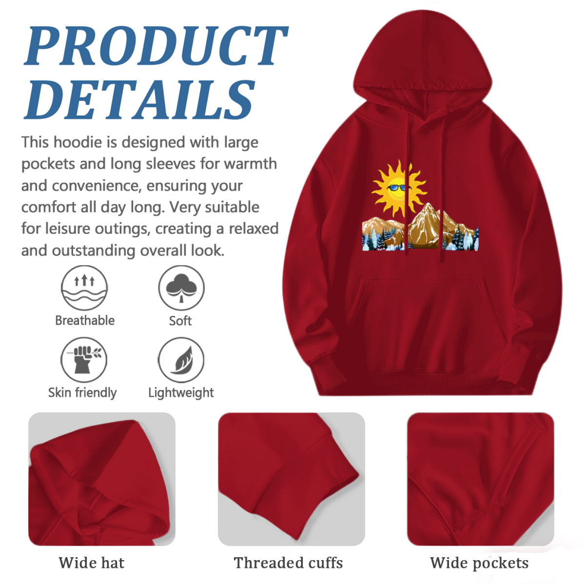 Mountain Peak Hoodie - Adventure Outdoor Graphic Sweatshirt for Climbers & Hikers