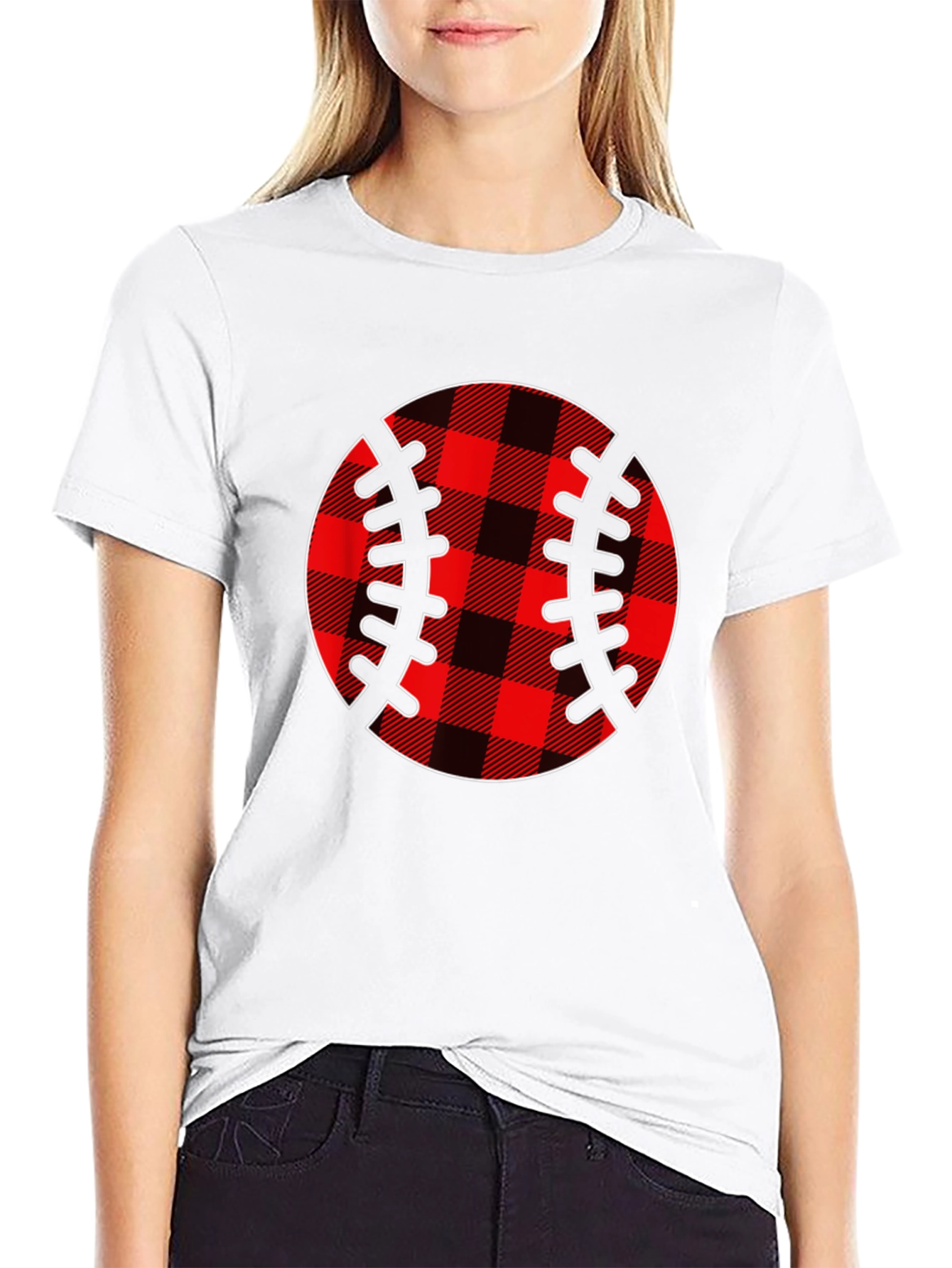 Plaid Baseball Graphic T-Shirt