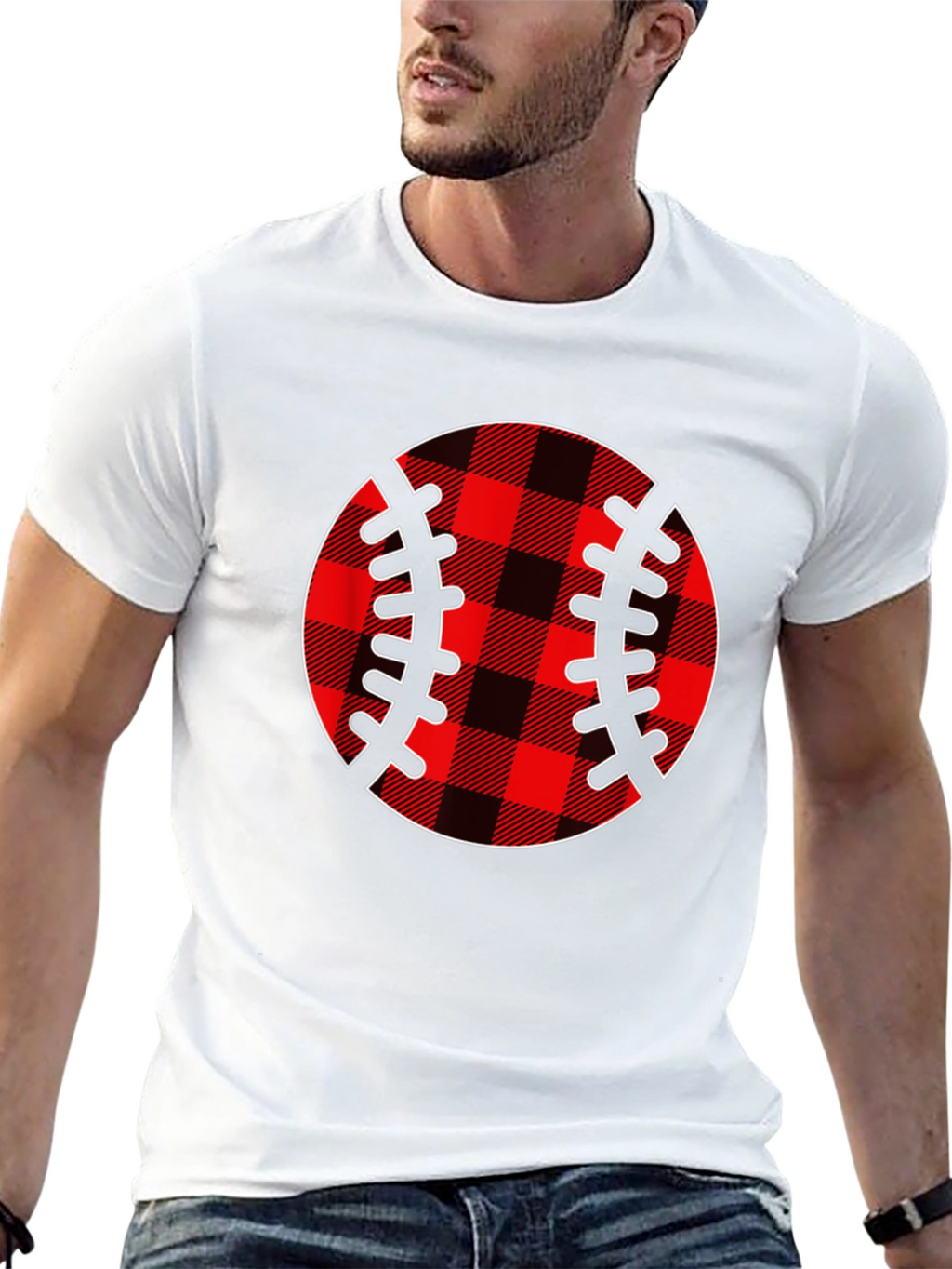 Plaid Baseball Graphic T-Shirt