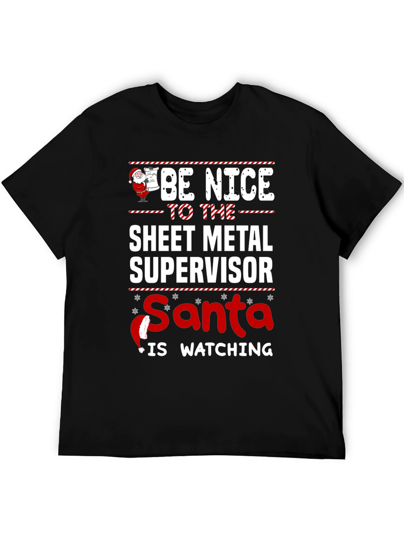 Funny Sheet Metal Supervisor Santa Watching T-Shirt