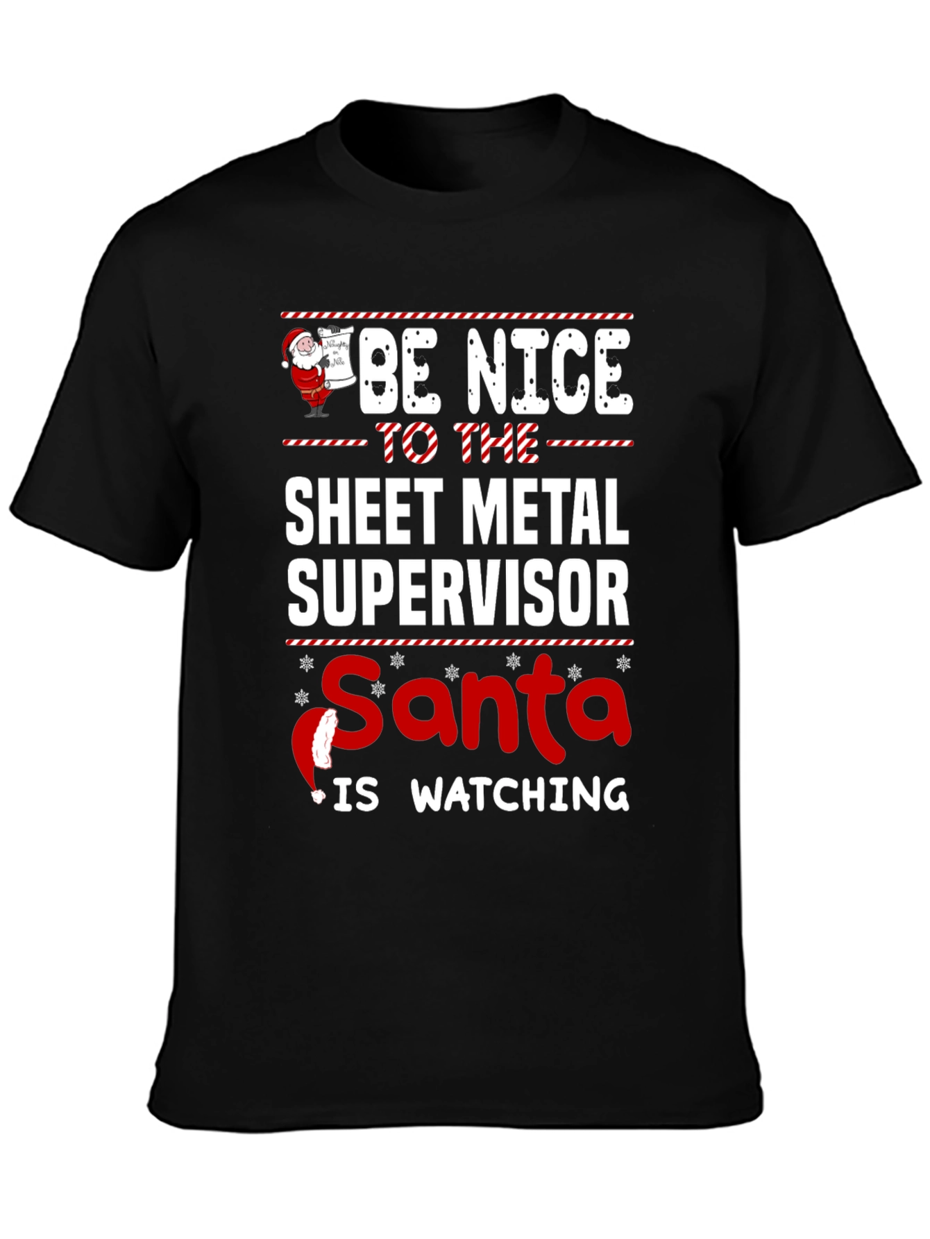 Funny Sheet Metal Supervisor Santa Watching T-Shirt