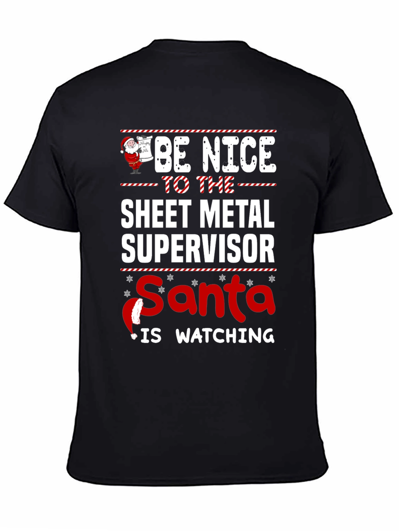 Funny Sheet Metal Supervisor Santa Watching T-Shirt
