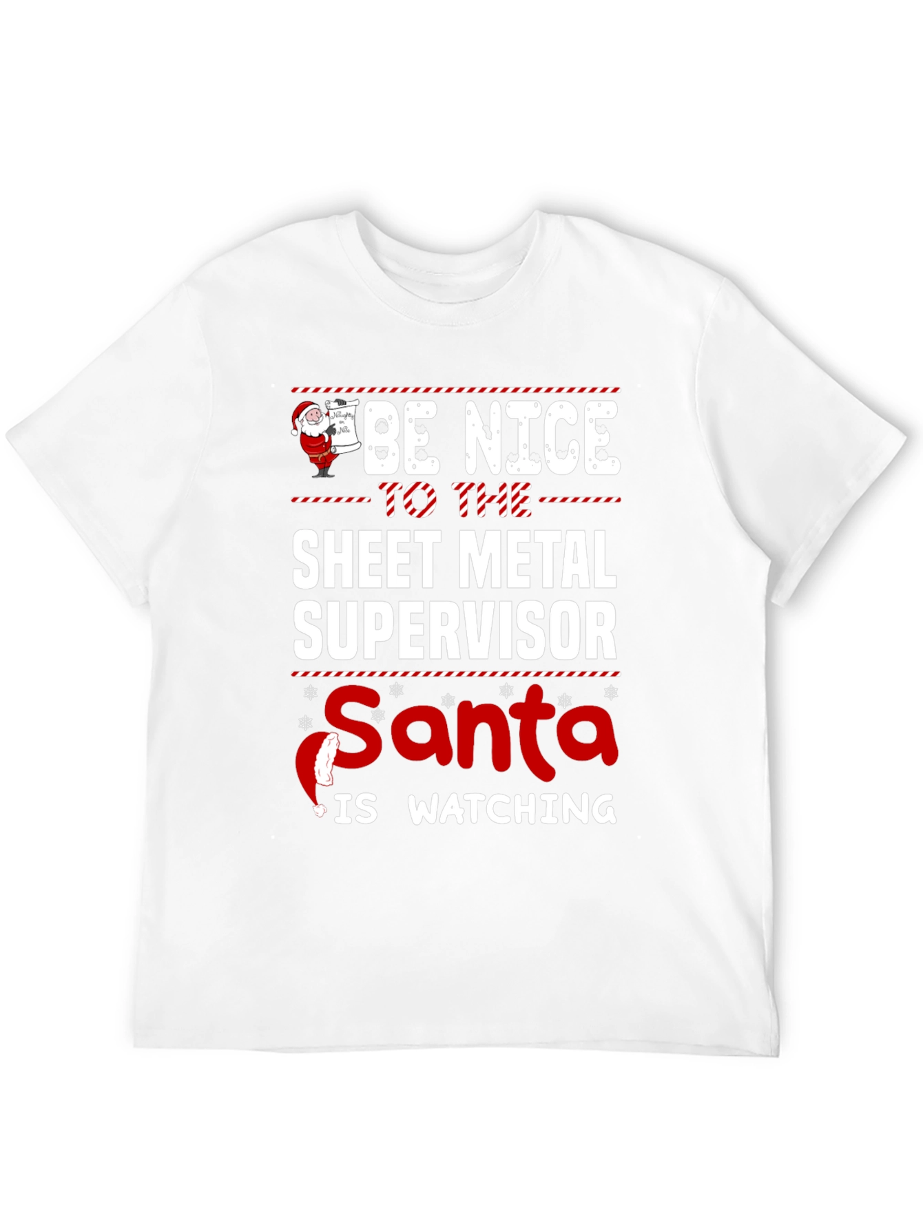 Funny Sheet Metal Supervisor Santa Watching T-Shirt