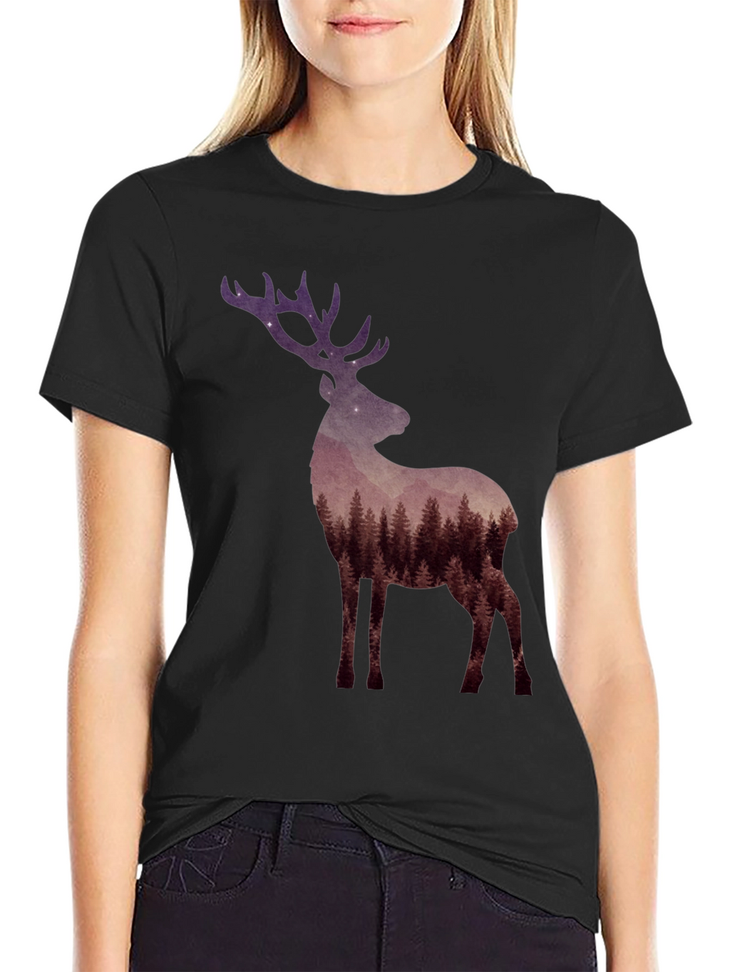Forest Deer Graphic Tee - Nature Lovers T-Shirt