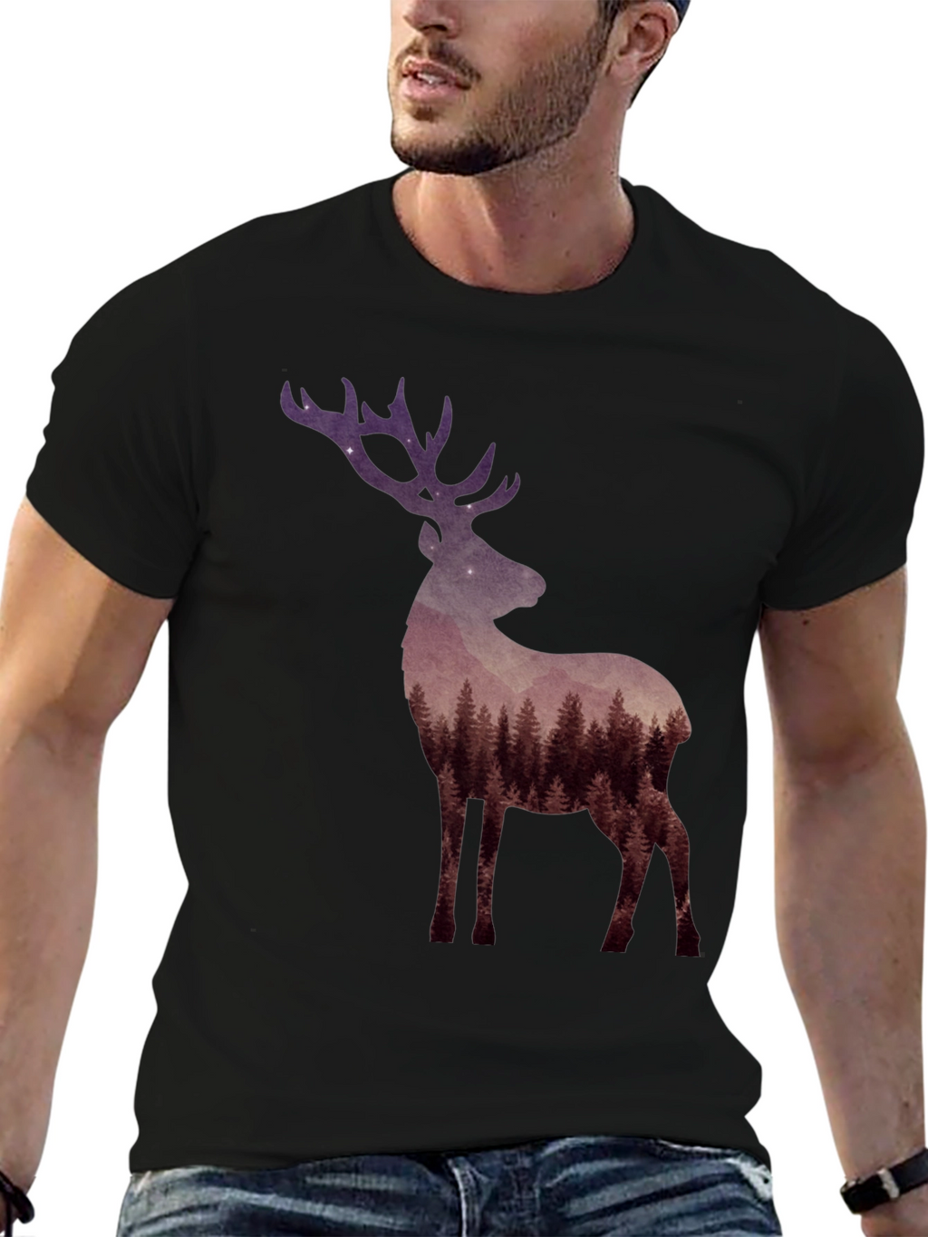 Forest Deer Graphic Tee - Nature Lovers T-Shirt
