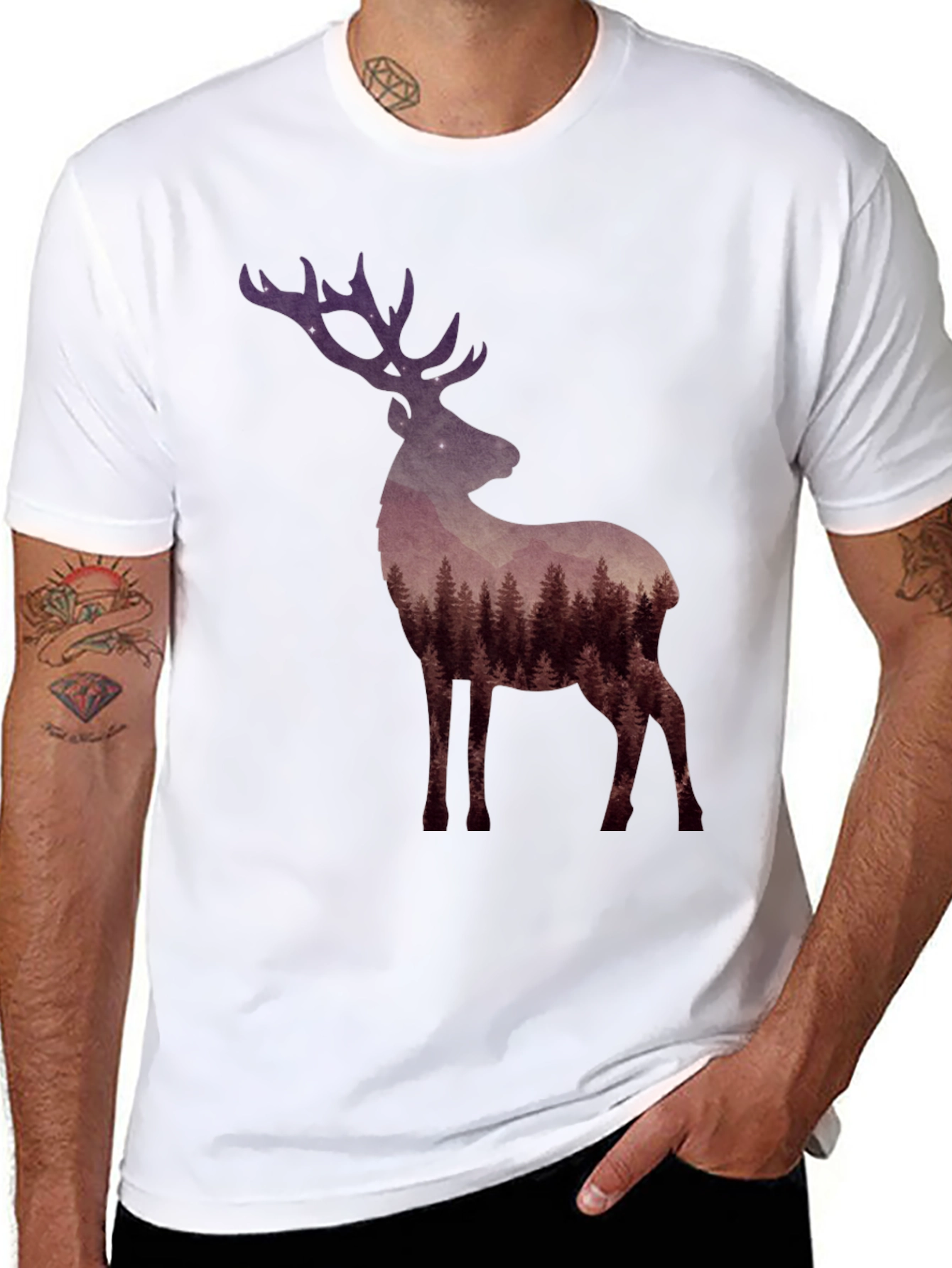 Forest Deer Graphic Tee - Nature Lovers T-Shirt