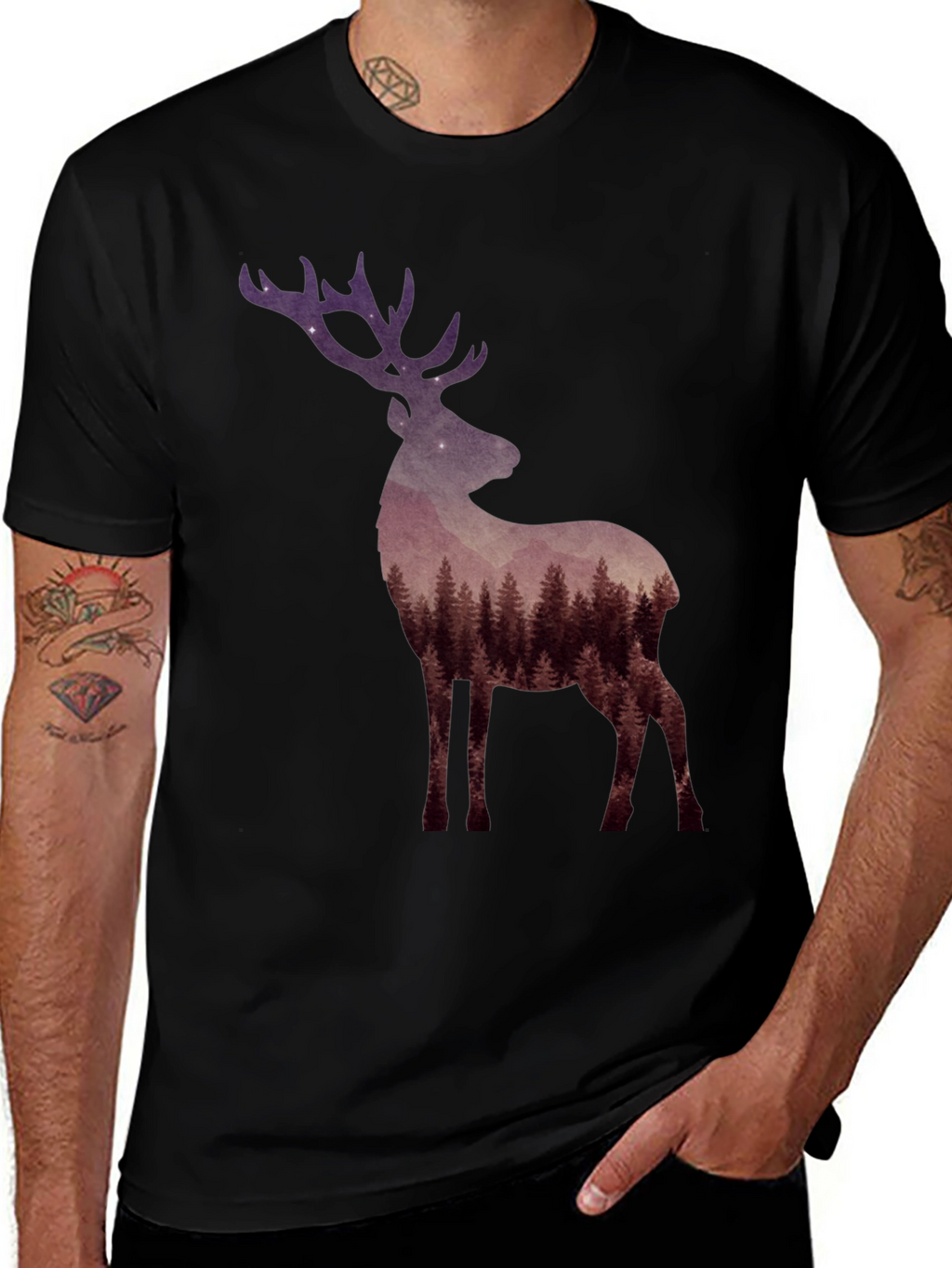 Forest Deer Graphic Tee - Nature Lovers T-Shirt