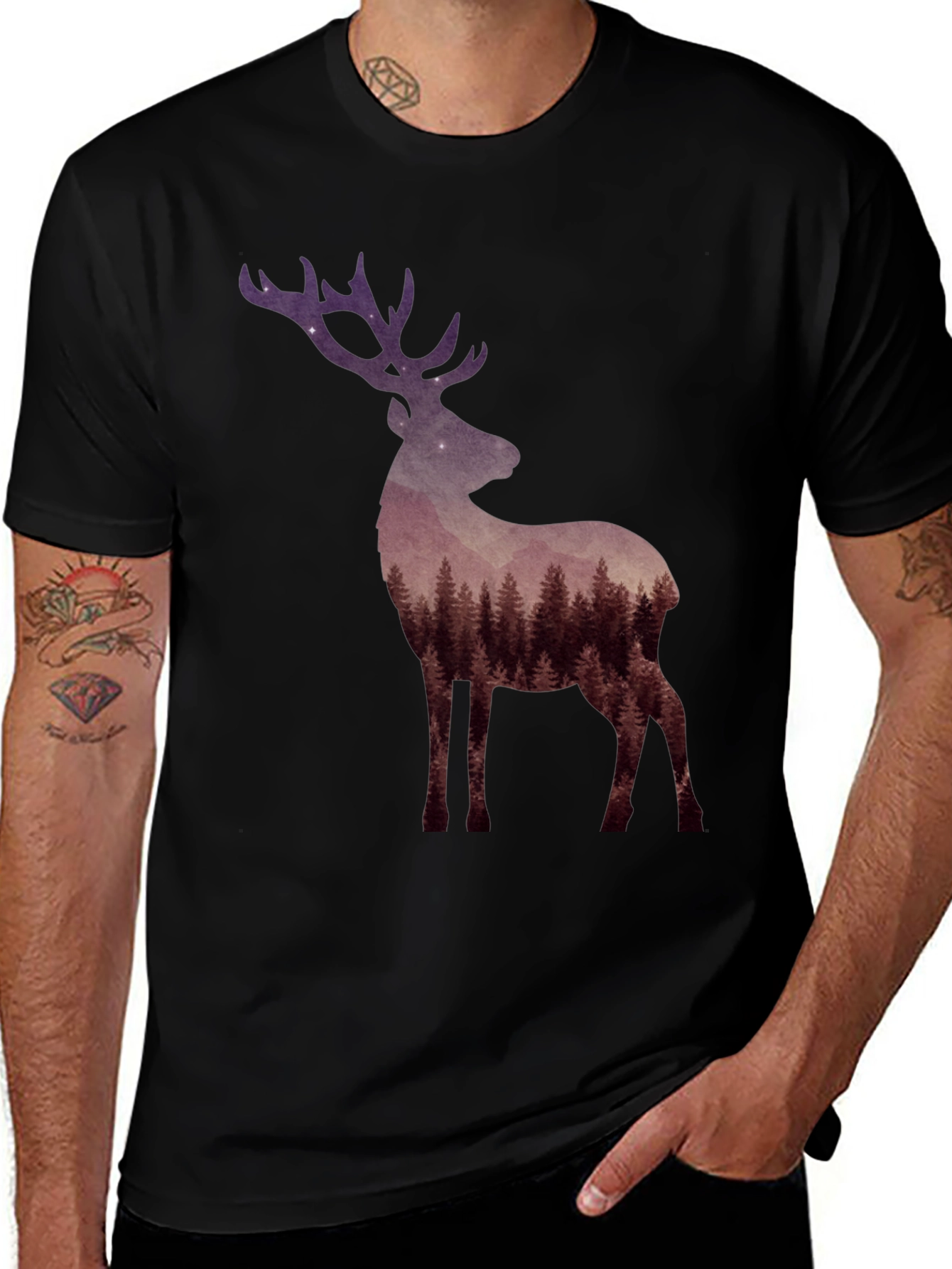 Forest Deer Graphic Tee - Nature Lovers T-Shirt