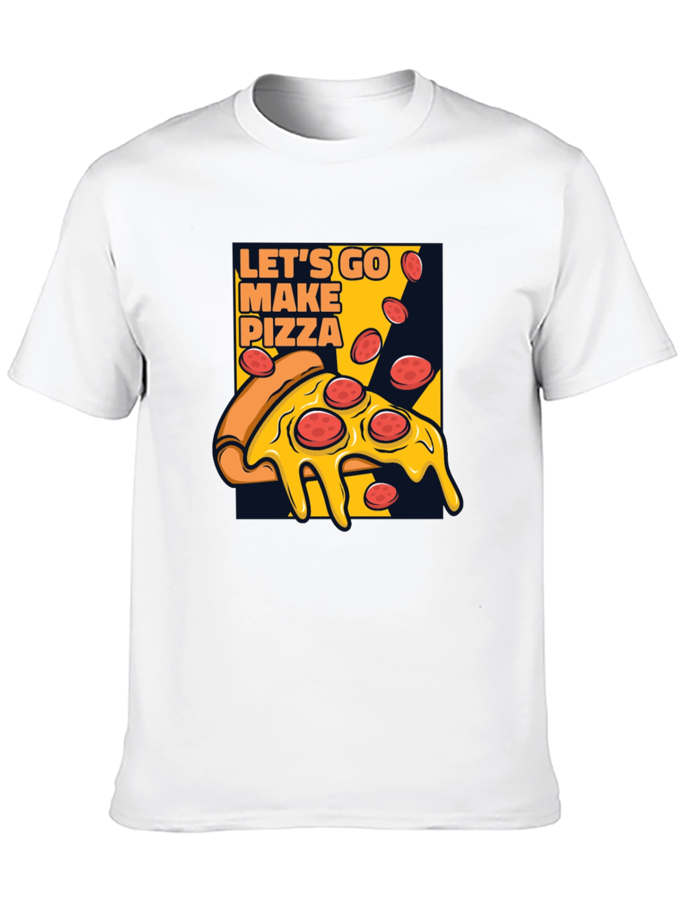 Lets Go Make Pizza Graphic Black T-Shirt