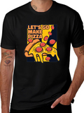 Lets Go Make Pizza Graphic Black T-Shirt