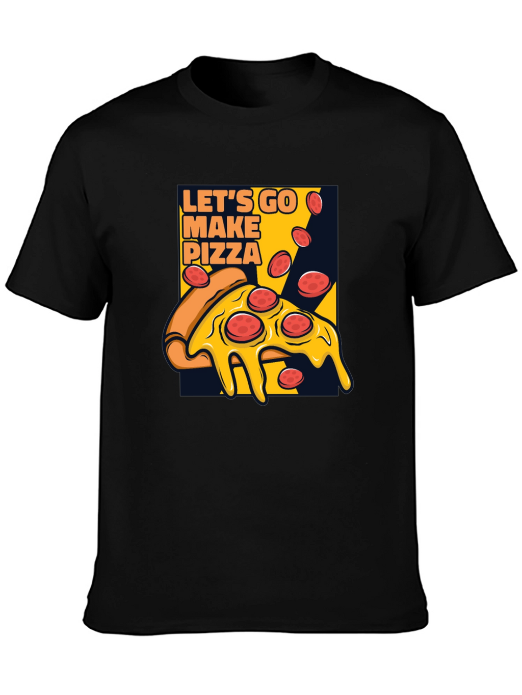 Lets Go Make Pizza Graphic Black T-Shirt