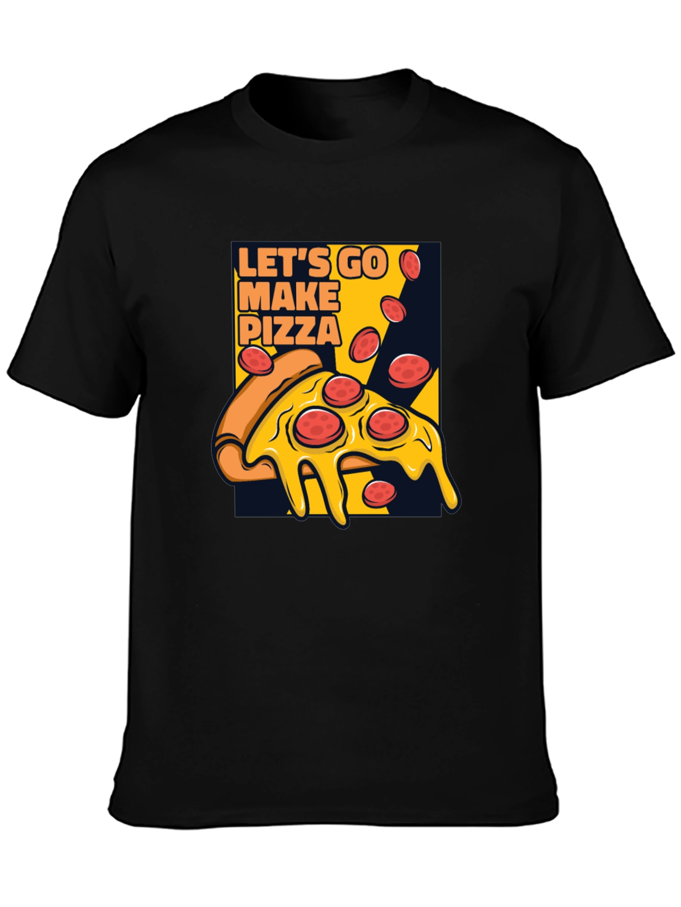 Lets Go Make Pizza Graphic Black T-Shirt