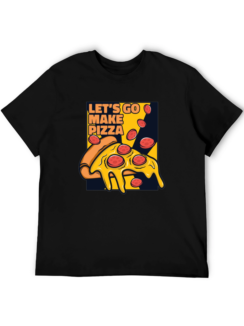 Lets Go Make Pizza Graphic Black T-Shirt