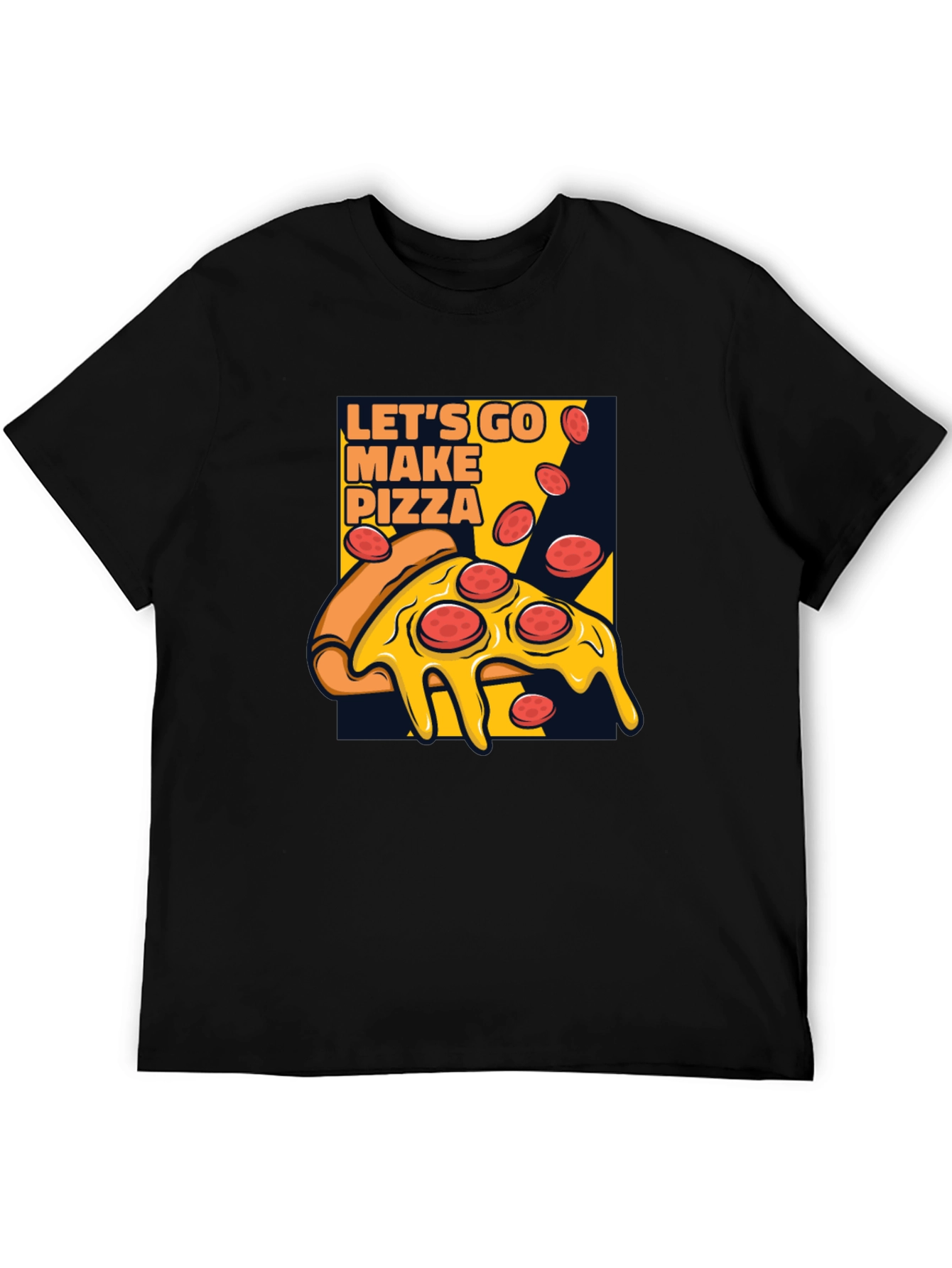 Lets Go Make Pizza Graphic Black T-Shirt