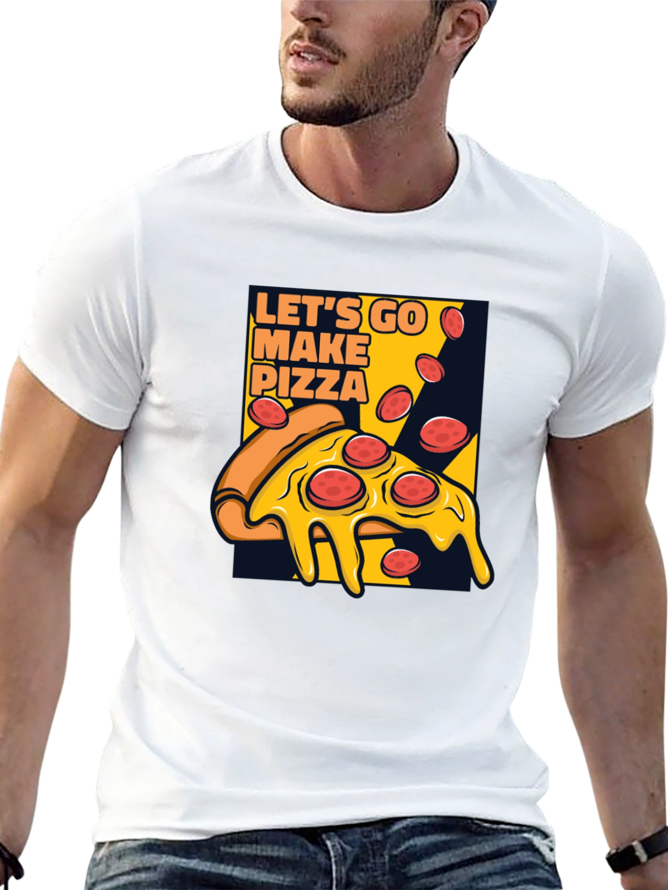 Lets Go Make Pizza Graphic Black T-Shirt