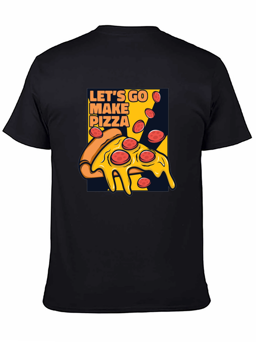 Lets Go Make Pizza Graphic Black T-Shirt