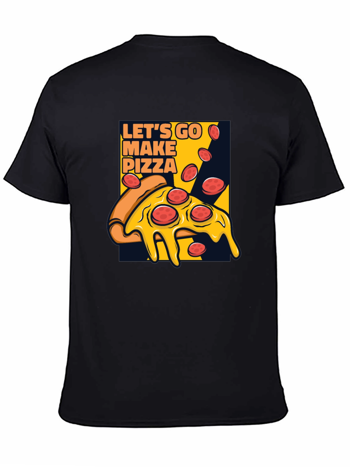 Lets Go Make Pizza Graphic Black T-Shirt