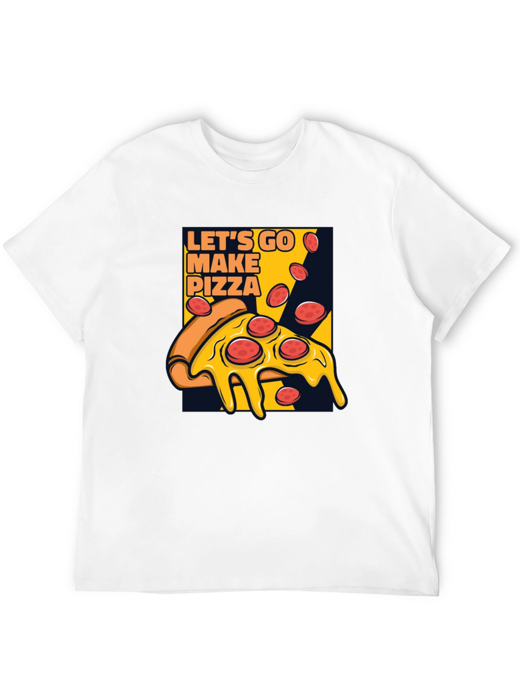 Lets Go Make Pizza Graphic Black T-Shirt