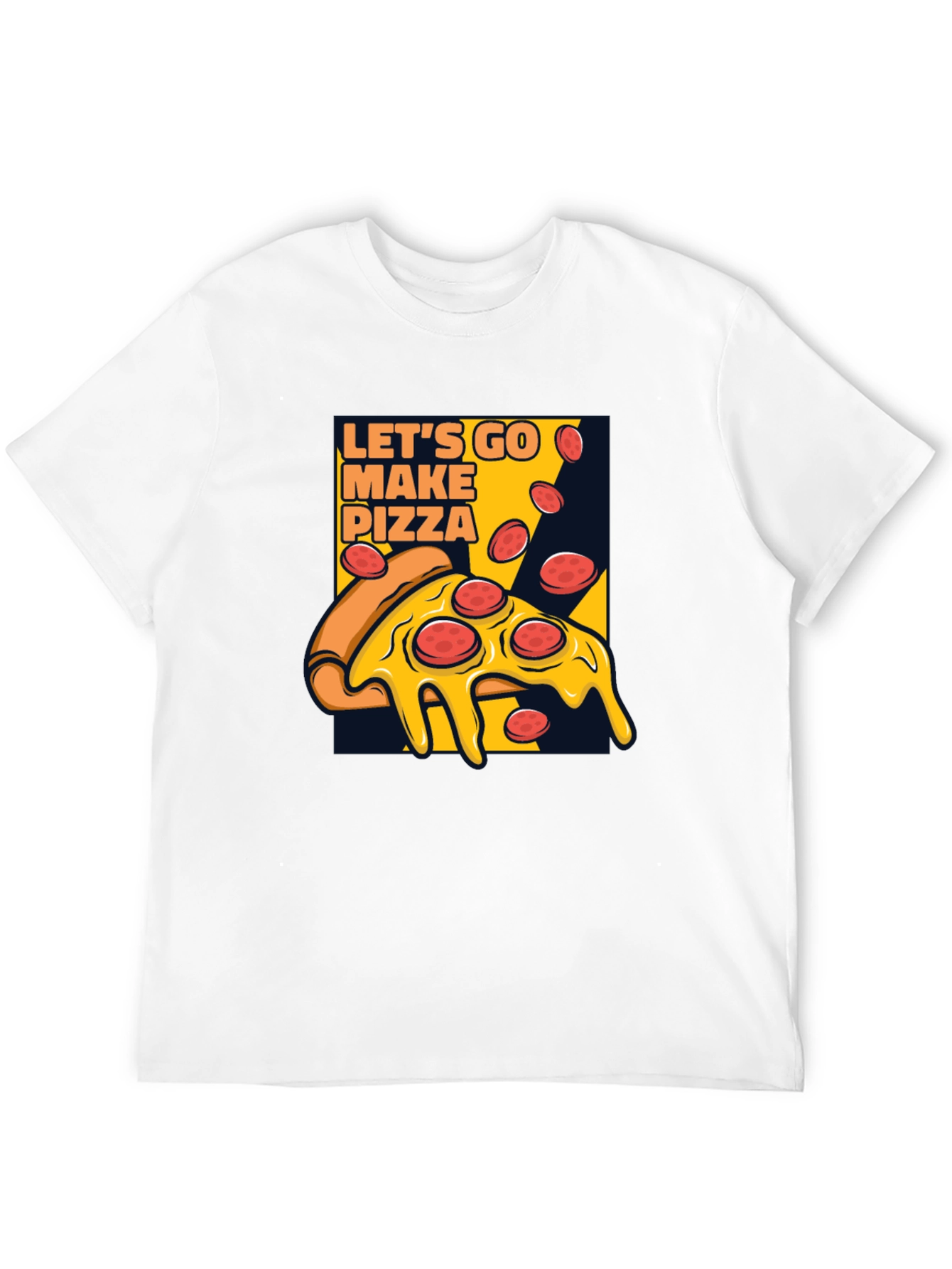 Lets Go Make Pizza Graphic Black T-Shirt