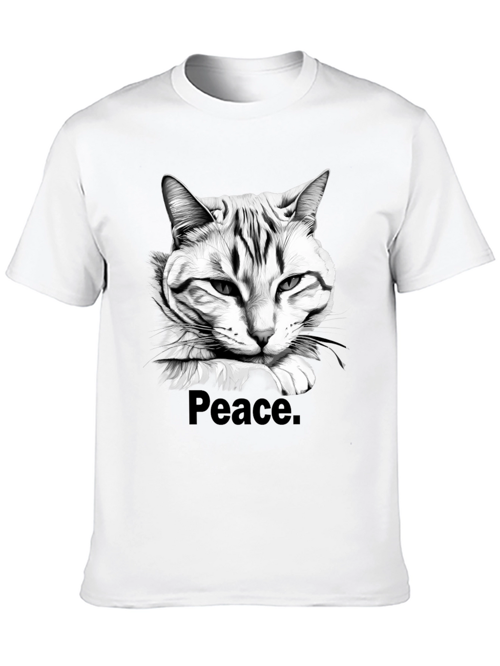 Peace Cat Graphic Tee - Mens Black T-Shirt