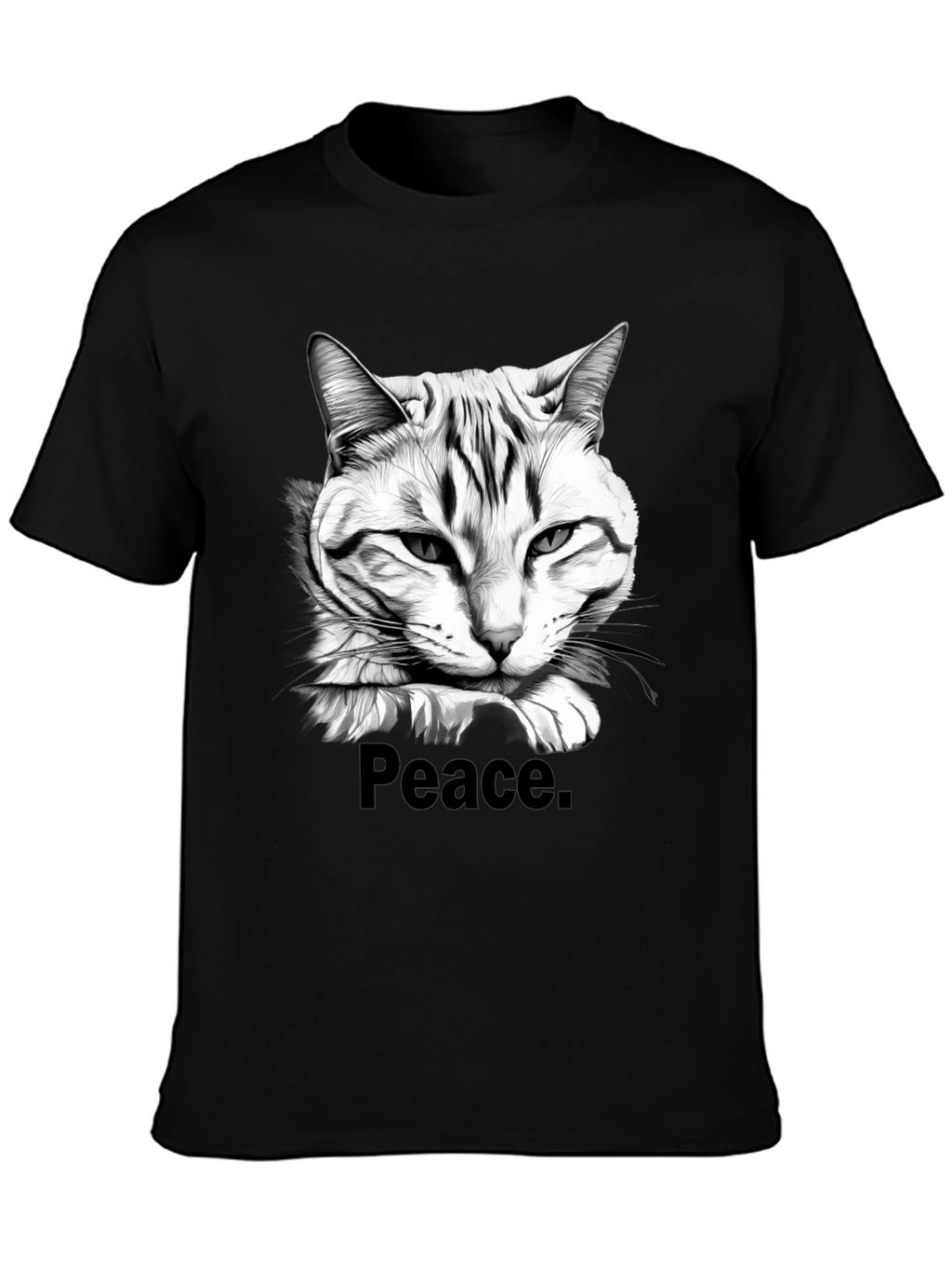 Peace Cat Graphic Tee - Mens Black T-Shirt