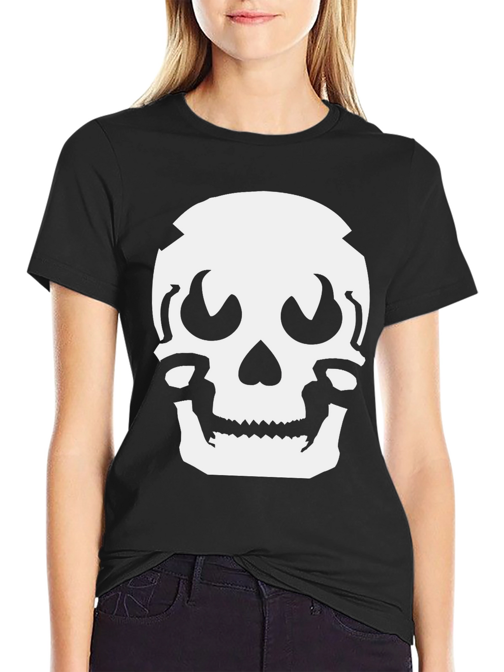 Skull Graphic Tee - Black Cotton Casual Shirt