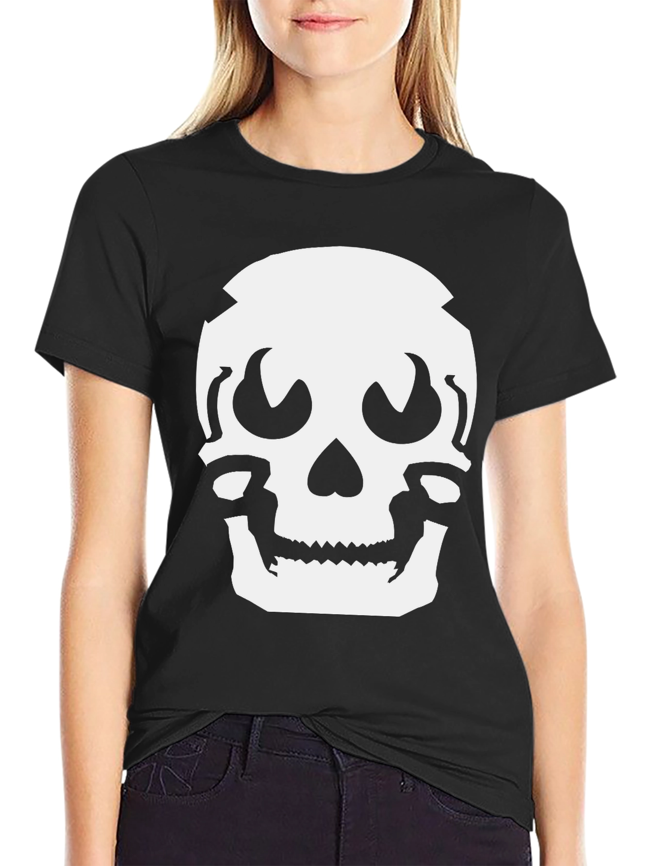 Skull Graphic Tee - Black Cotton Casual Shirt