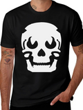 Skull Graphic Tee - Black Cotton Casual Shirt