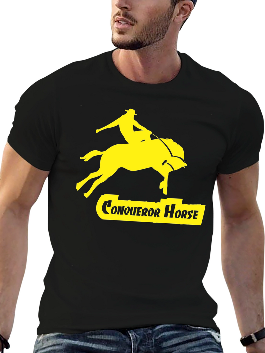 Conqueror Horse Graphic Tee - Black