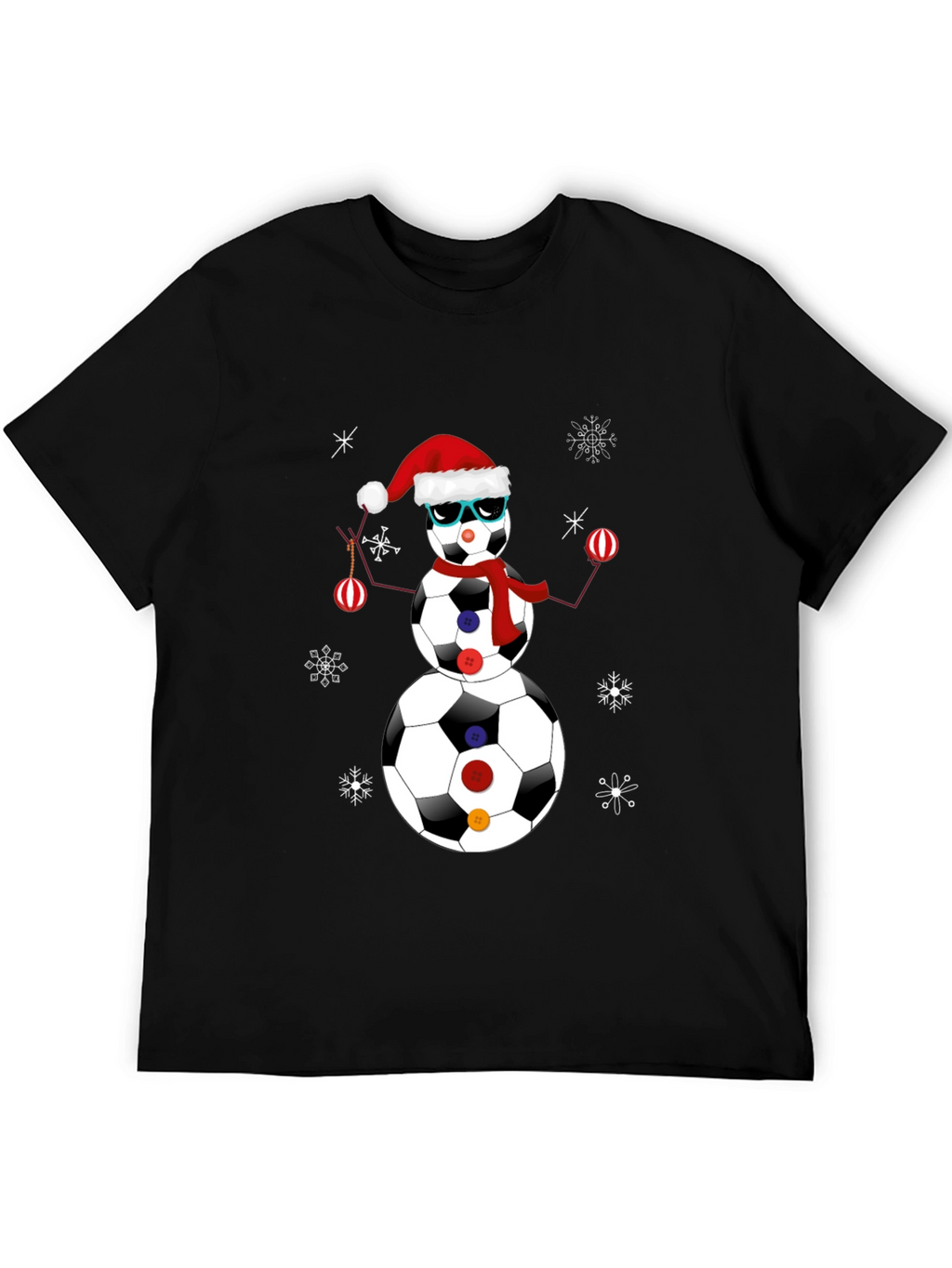 Soccer Ball Snowman Christmas T-Shirt
