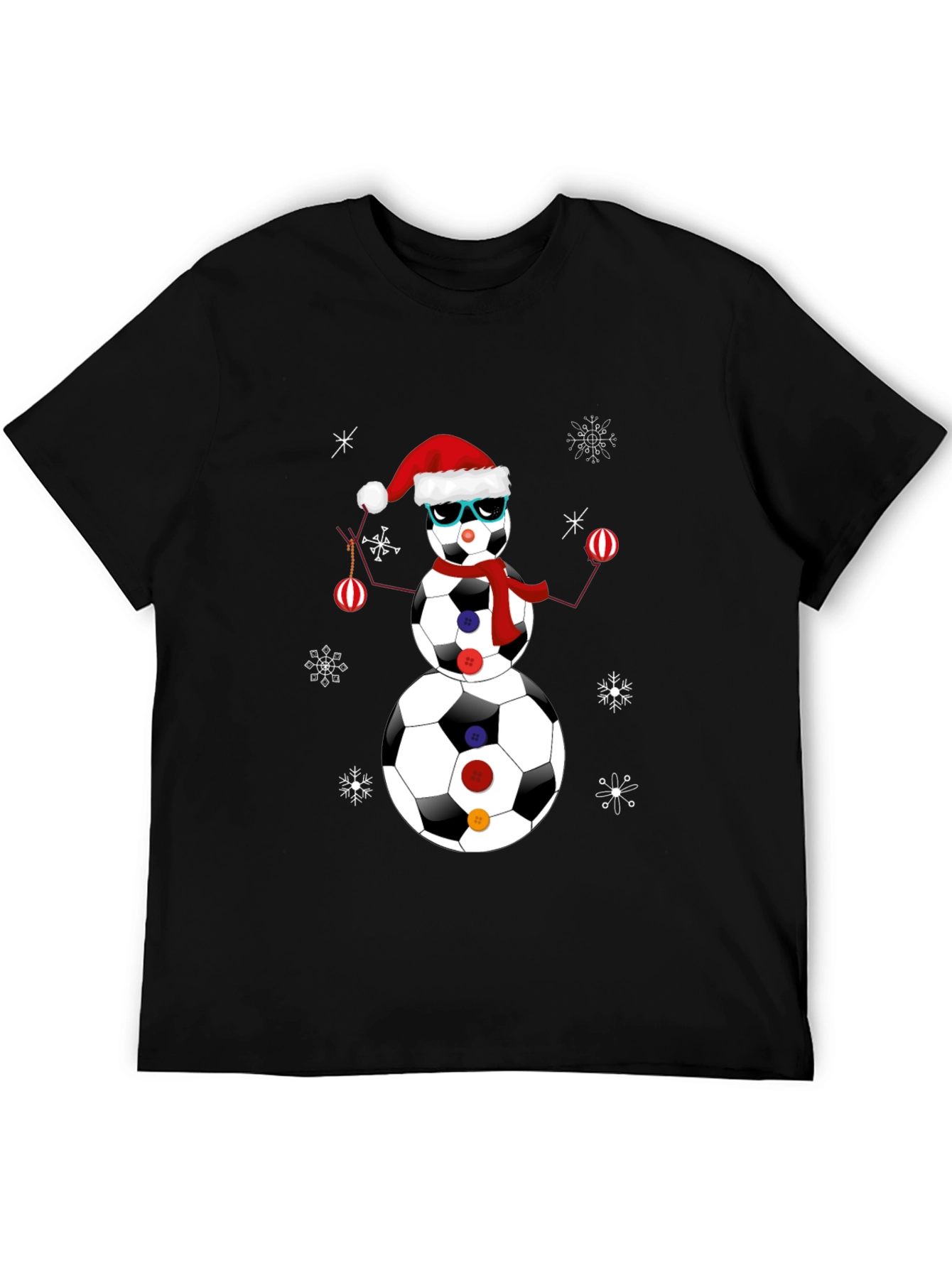 Soccer Ball Snowman Christmas T-Shirt