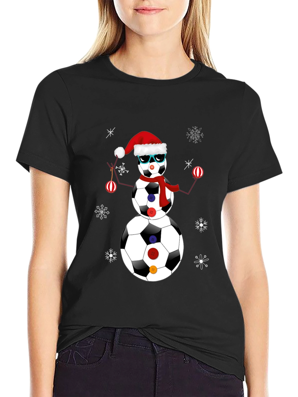 Soccer Ball Snowman Christmas T-Shirt