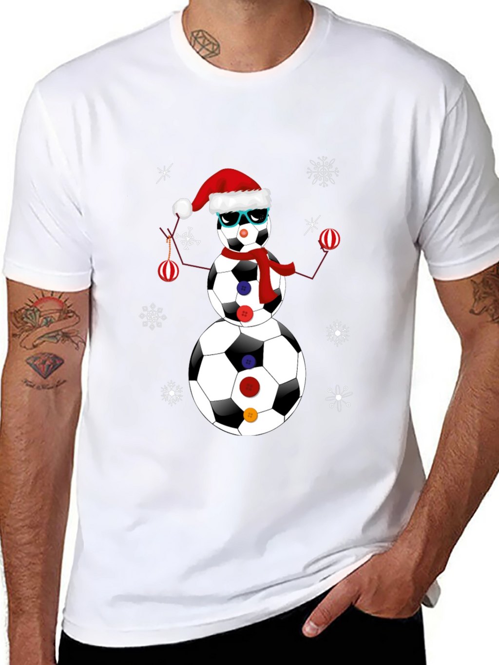 Soccer Ball Snowman Christmas T-Shirt