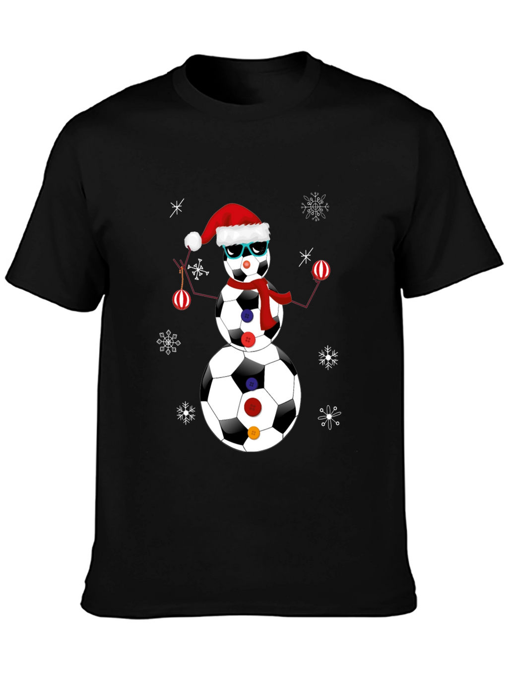Soccer Ball Snowman Christmas T-Shirt