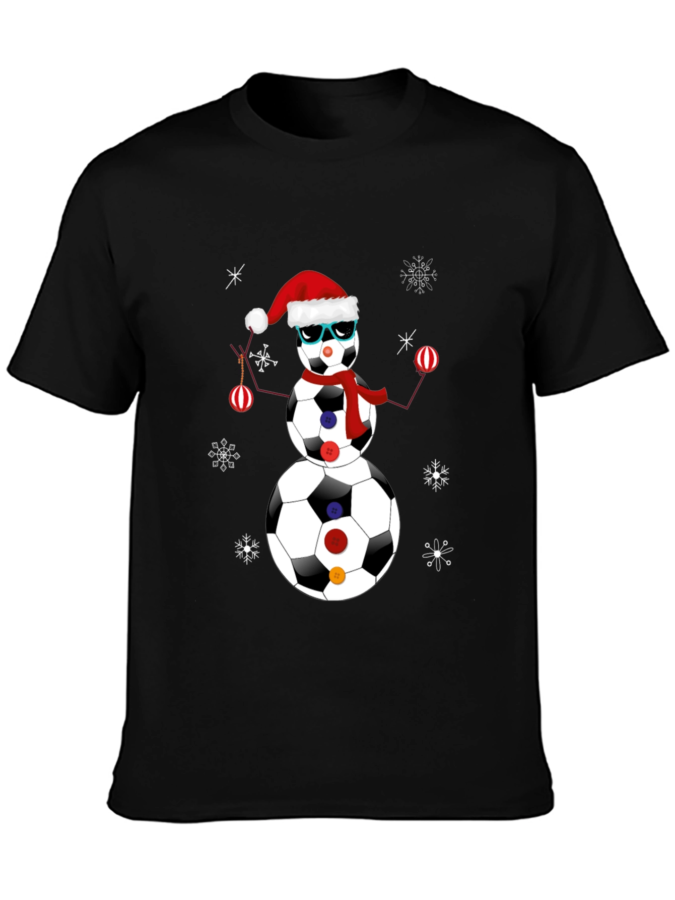Soccer Ball Snowman Christmas T-Shirt