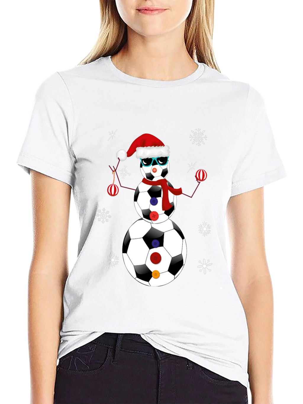 Soccer Ball Snowman Christmas T-Shirt
