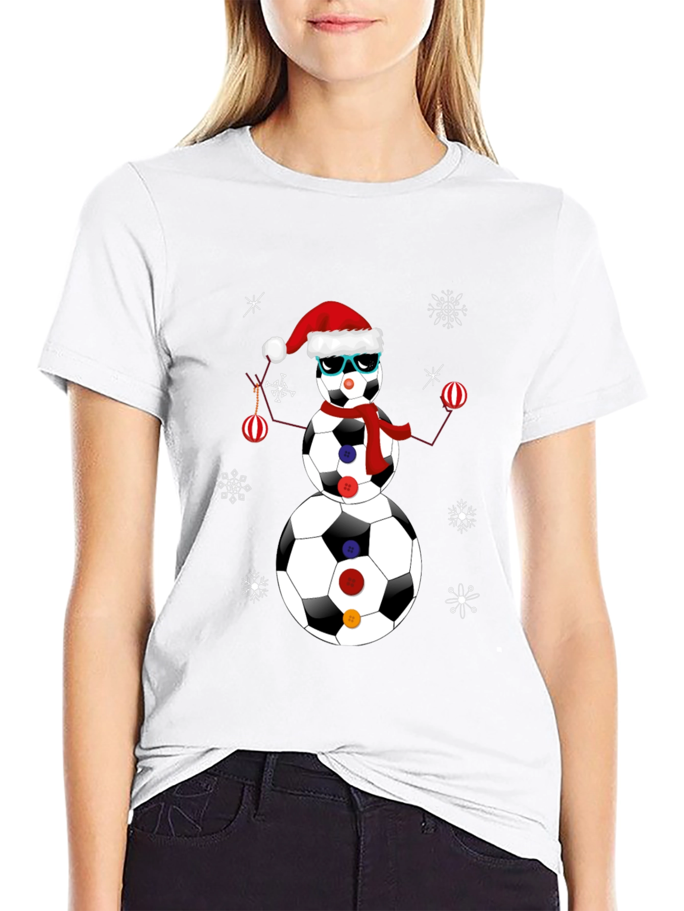 Soccer Ball Snowman Christmas T-Shirt