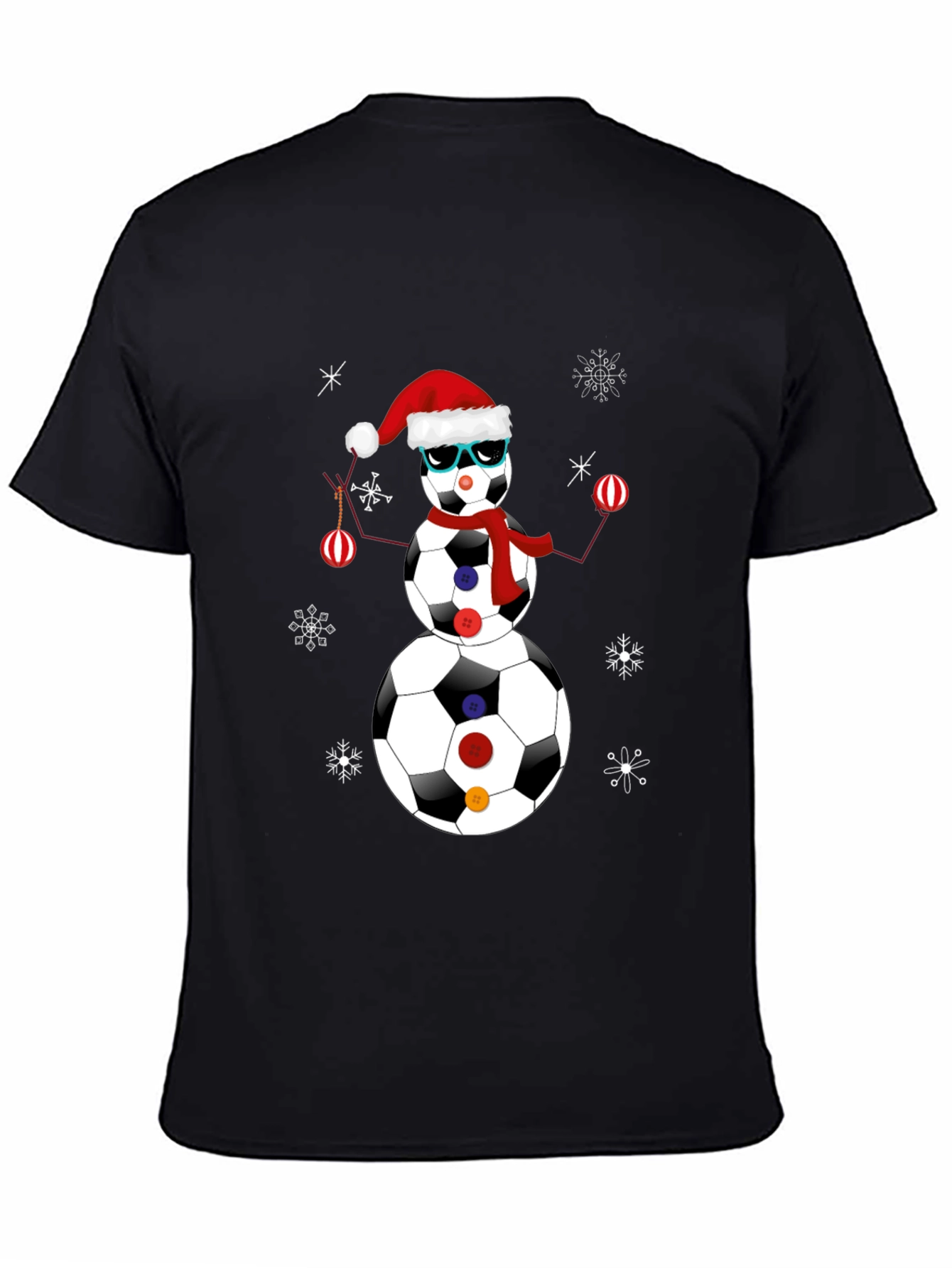 Soccer Ball Snowman Christmas T-Shirt