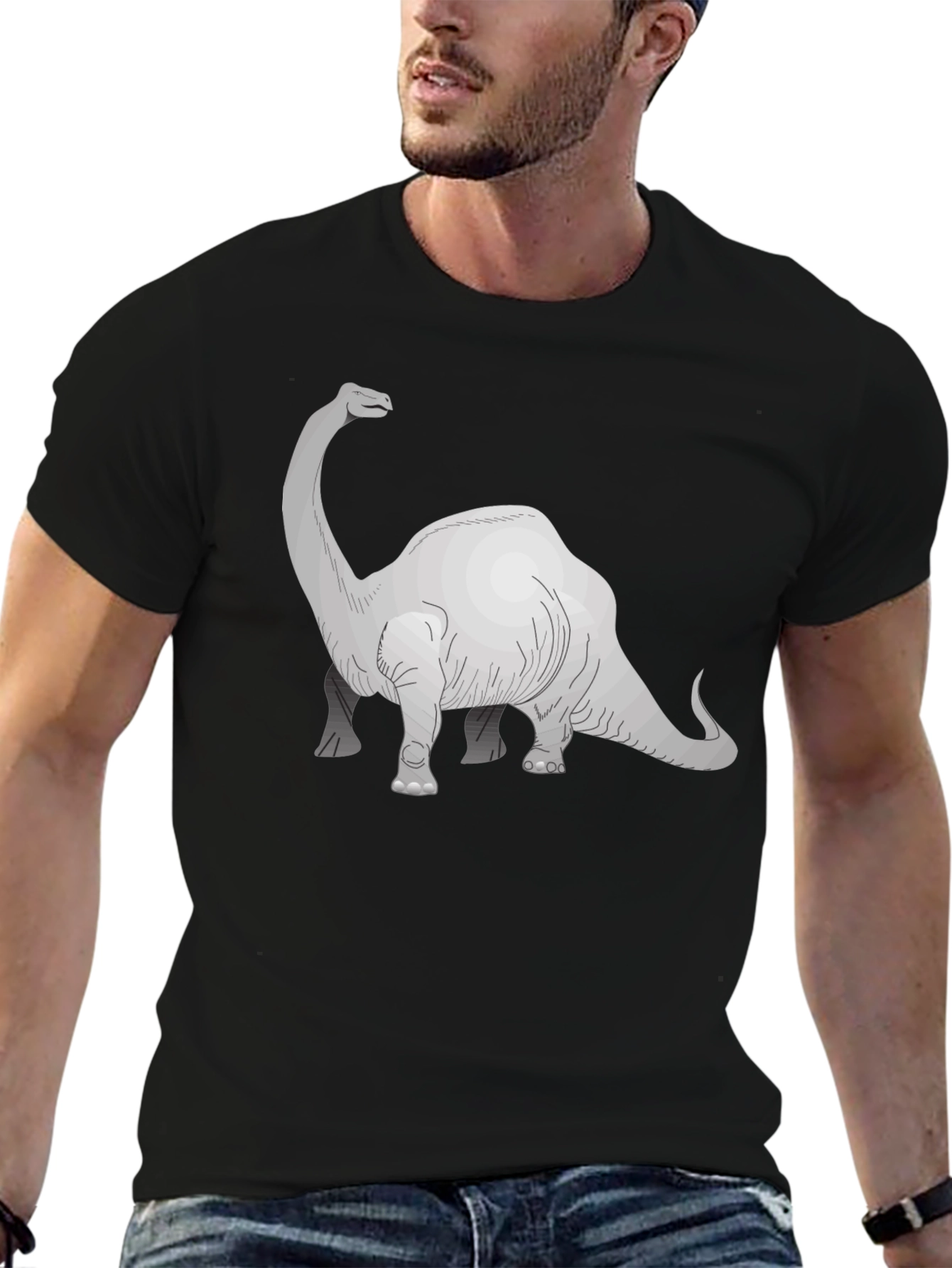 Dino Graphic Tee - Black Cotton T-Shirt