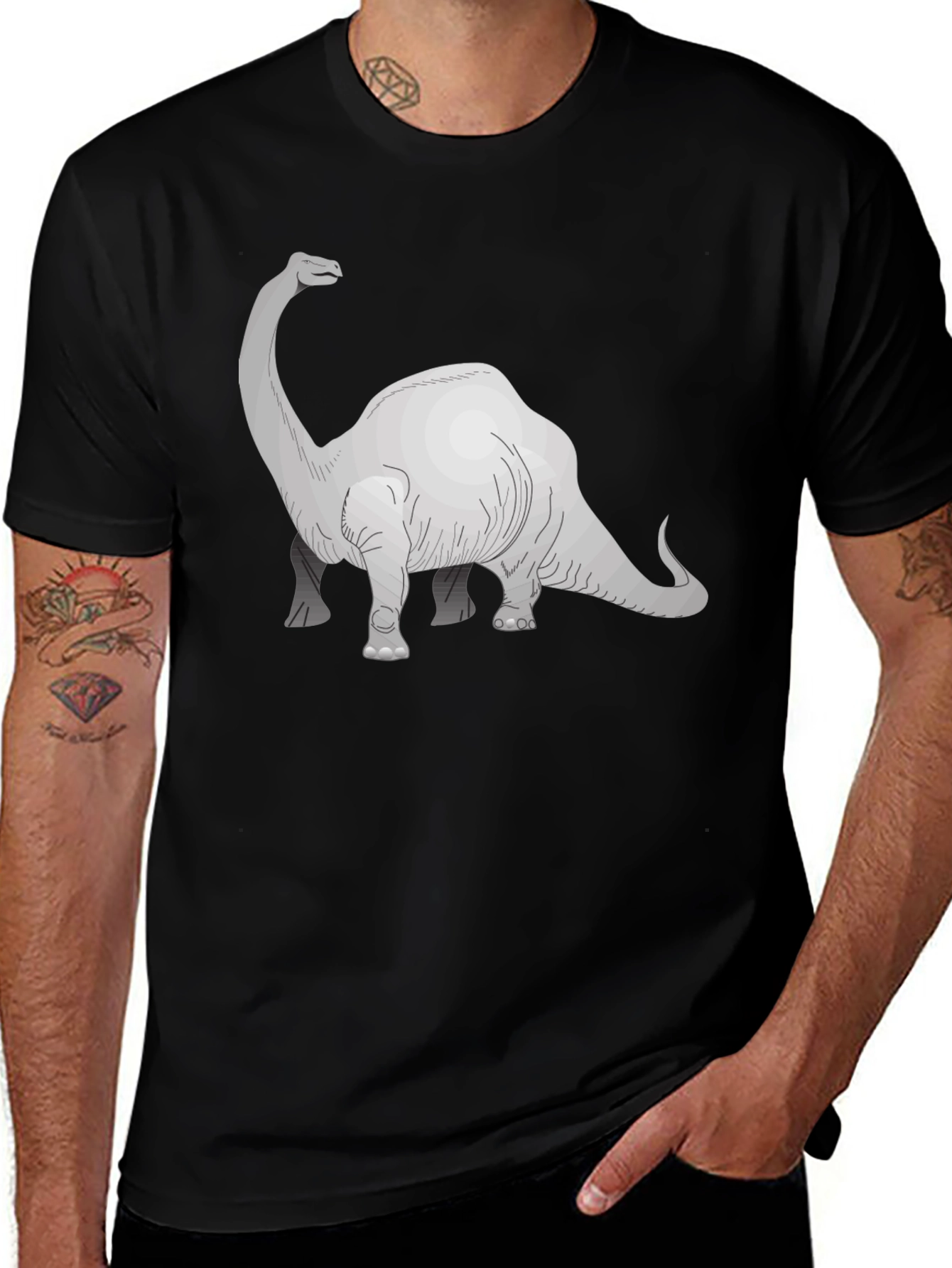 Dino Graphic Tee - Black Cotton T-Shirt