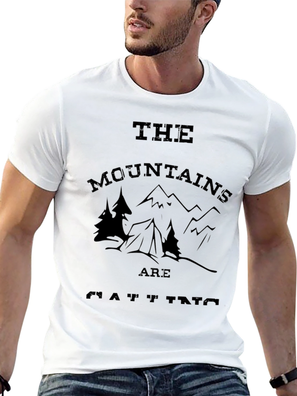 The Mountains Are Calling Mens Black T-Shirt