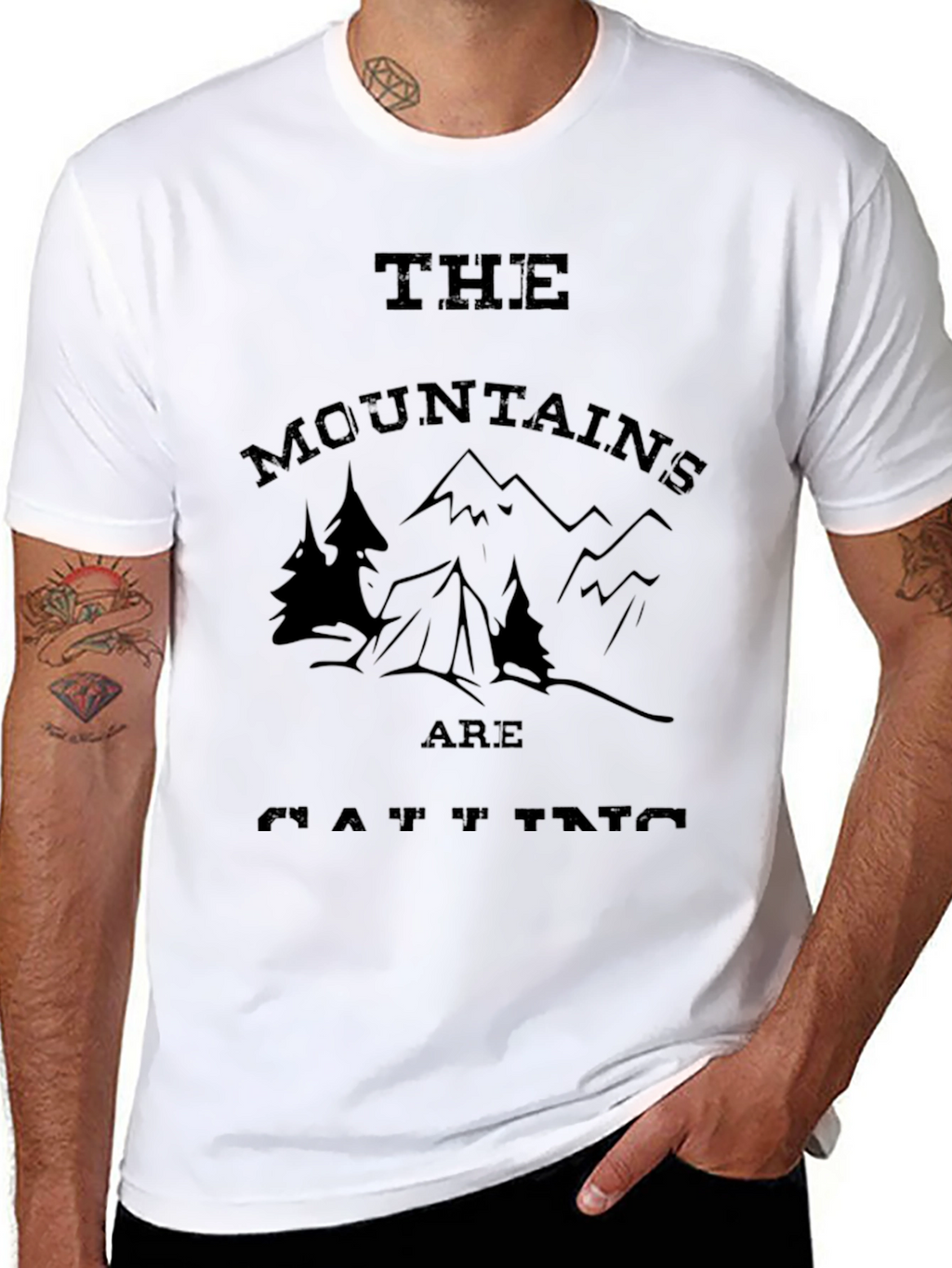 The Mountains Are Calling Mens Black T-Shirt