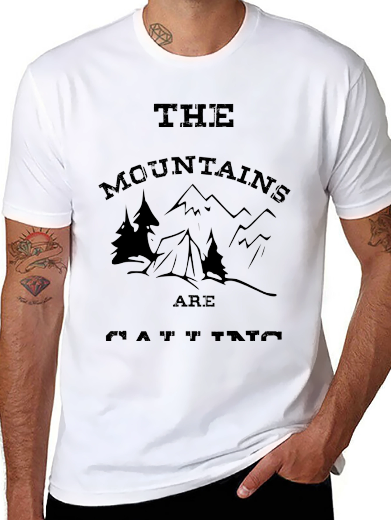 The Mountains Are Calling Mens Black T-Shirt